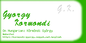 gyorgy kormondi business card